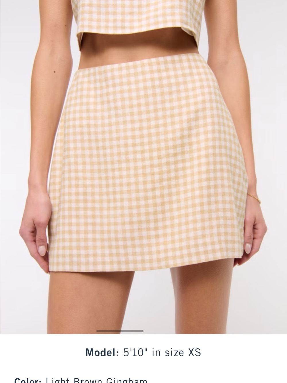 Abercrombie & Fitch Brown & White Gingham Mini Skort, size M CURVE LOVE